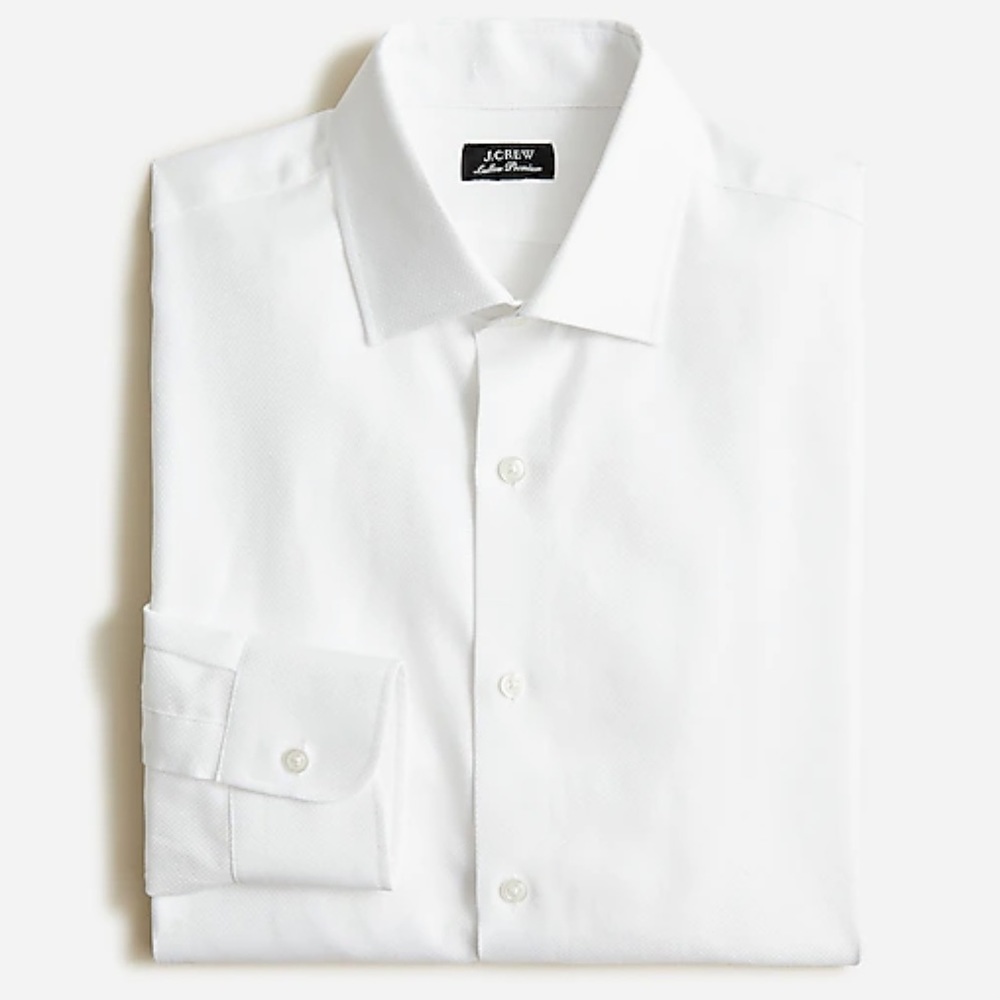 J crew slim fit ludlow premium fine cotton dress shirt dobby white